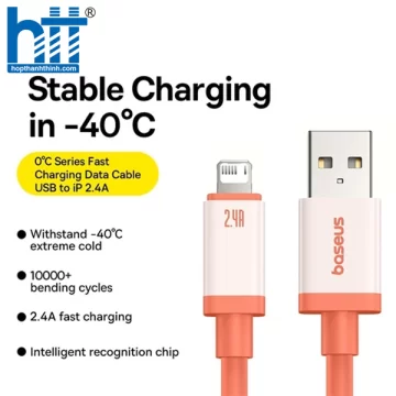 Cáp Sạc Nhanh Baseus 0℃ Series Fast Charging Data Cable USB to iP 2.4A 1M