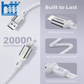 CÁP INNOSTYLE POWERFLEX USB-A TO LIGHTNING MFI 1.5M 12W IAL150ALBLK