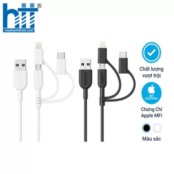 Cáp Anker Powerline II 0.9M 3 in 1 - A8436011(Lightning-Type C-Micro USB)