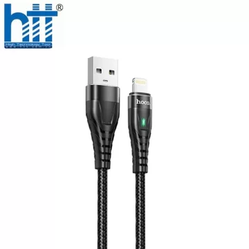 Cáp Sạc Nhanh Báo Đèn Hoco ME3 Lightning 1M 3A (Đen)