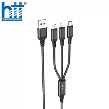 Cáp Sạc X76 3-in-1 Super charging cable iP+Type-C+Micro 1M 2A (Đen)
