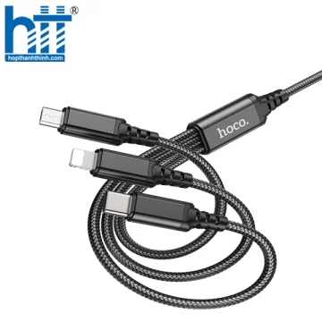 Cáp Sạc X76 3-in-1 Super charging cable iP+Type-C+Micro 1M 2A (Đen)