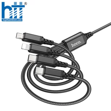 Cáp Sạc X76 4-in-1 Super charging cable Type-C+Type-C+iP+Micro 1M 2A (Đen-Đỏ-Xanh)