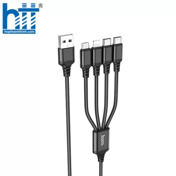 Cáp Sạc X76 4-in-1 Super charging cable Type-C+Type-C+iP+Micro 1M 2A (Đen-Đỏ-Xanh)