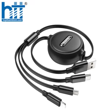 Cáp Sạc X75 3-in-1 double-pull charging cable iP+Micro+Type-C 1M 2A (Đen)