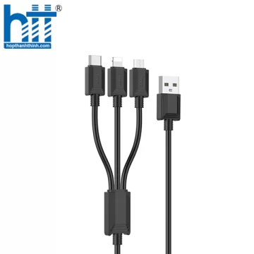 Cáp sạc 3 trong 1 X74 (iP+Micro+Type-C) (Đen)