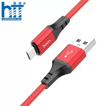 Cáp X86 Micro Spear silicone charging data cable 1M, 2.4A (Đỏ)