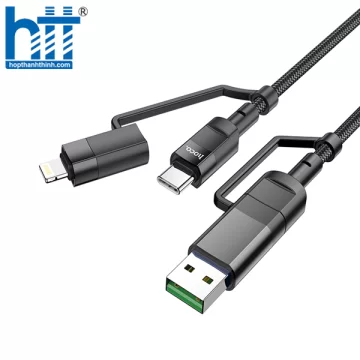 Cáp sạc U106 4 in 1 Moulder fast charging data cable for USB/Type-C to iP/Type-C (Đen)