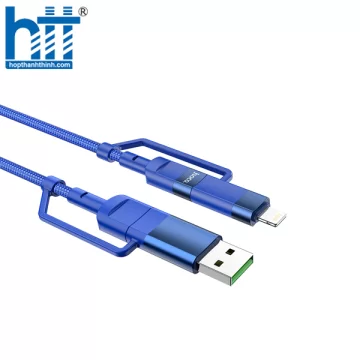 Cáp sạc U106 4 in 1 Moulder fast charging data cable for USB/Type-C to iP/Type-C (Xanh)