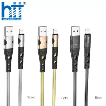 CÁP SẠC U105 Treasure jelly braided charging data cable for Lightning 1.2M 2.4A (Bạc)