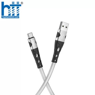 CÁP SẠC U105 Treasure jelly braided charging data cable for Type-C 1M 3A (Bạc)