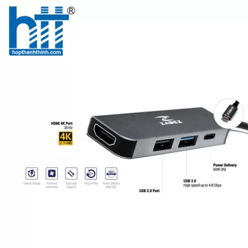 Bộ chuyển đổi Type-C Hub Zadez 4 in 1 ZAH-514