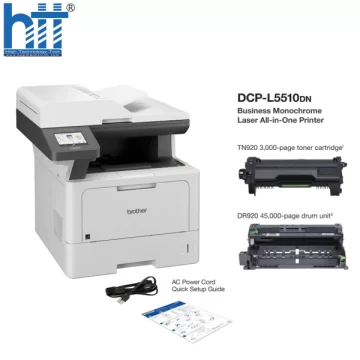 Máy in laser đen trắng đa năng Brother DCP-L5510DN (In đảo mặt| Scan| Copy| ADF| A4| A5| USB| LAN)