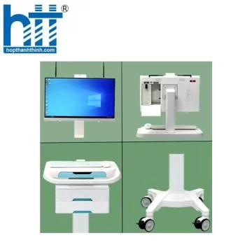 Xe Đẩy Y Tế HIT AIO (i5-10300H, 8GB RAM, 256GB M2 2 UPS (13200mAP/Pin đơn - 26400mAP/Pin đôi) 21,5 FHD IPS, 250 Nits, Wifi + Bluetooth + Sim 4G/5G Vesa 75.75)
