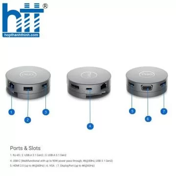 Bộ Chuyển Đổi Dell USB-C Mobile Adapter 7-In-1 (DA310)