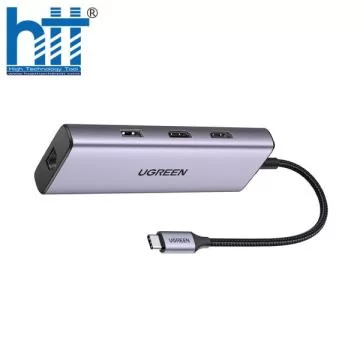 Thiết bị mở rộng 9 in 1 USB Type-C ra 2 cổng HDMI/USB/LAN Gigabit/PD 60W/SD/ TF Ugreen 90119 cao cấp