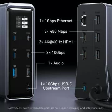 Đế sạc Anker Prime 14 in 1 màn hình đổi 160W A83B6